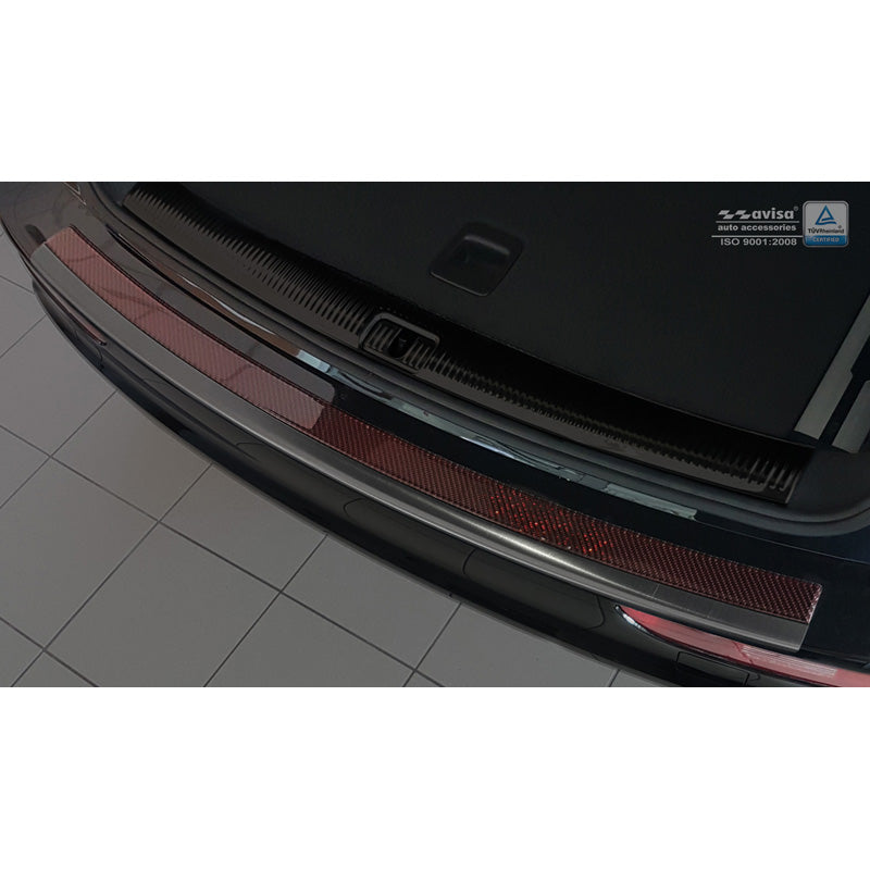 Avisa, protezione paraurti posteriore, DeLuxe, acciaio inossidabile, adatta per Audi Q5 2008-2016 Nero/Rosso-Nero Carbonio