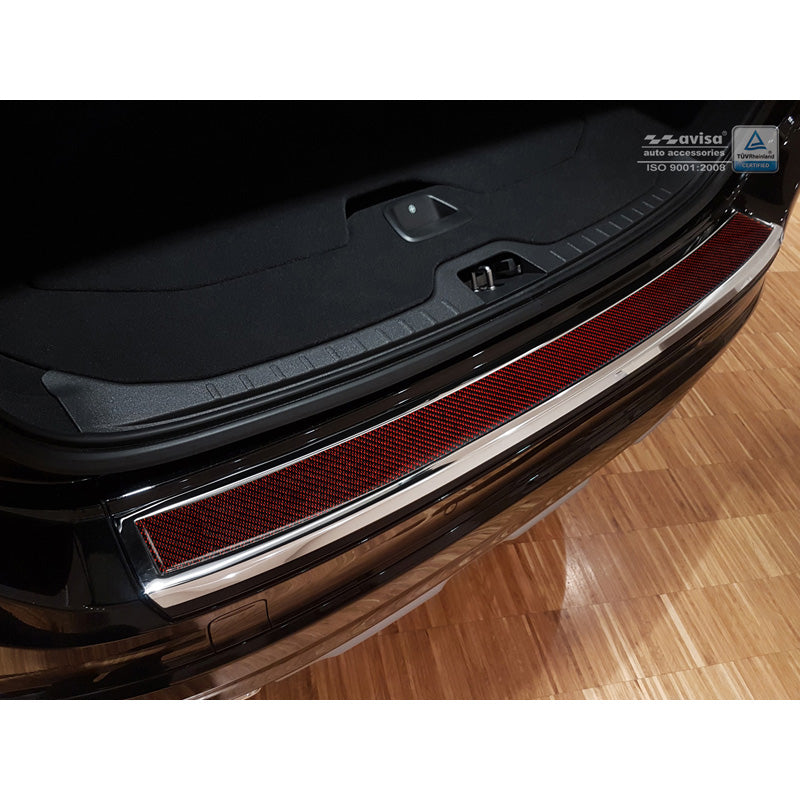 Avisa, ochrana zadního nárazníku, DeLuxe, nerezová ocel, pasuje na Volvo XC60 2013-2016 Chrom/Red-Black Carbon