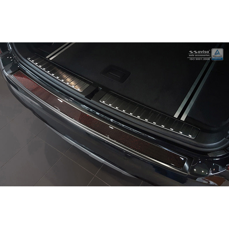 Avisa, Protezione paraurti posteriore, DeLuxe, Acciaio inox, adatto a BMW X3 F25 2014-2017 Black Mirror/Red-Black Carbon