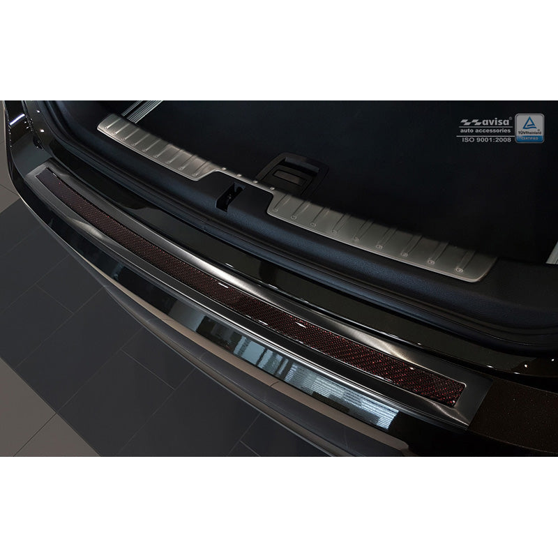 Avisa, Rear bumper protector, DeLuxe, Stainless steel, fits BMW X6 F16 2014-2019 Black/Red-Black Carbon excl. M-Package