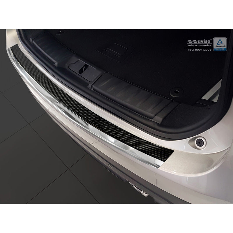 Avisa, achterbumperbeschermer, DeLuxe, roestvrij staal, past op Jaguar F-Pace 2016-2020 & FL 2020- Chroom/zwart carbon