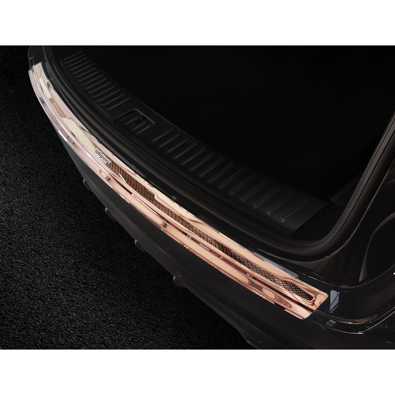 Avisa, protector de paragolpes trasero, DeLuxe, acero inoxidable, compatible con Porsche Cayenne III 2017- 'Performance' Espejo cobre/Carbono cobre