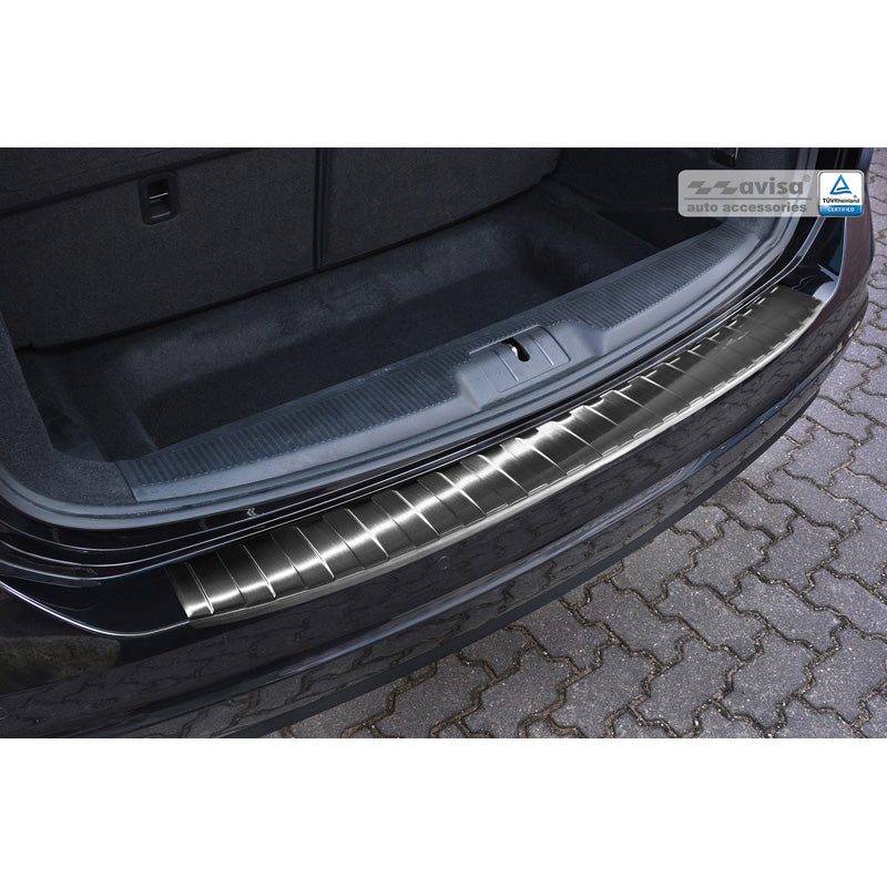 Avisa, Protection de pare-chocs arrière, Noir, acier inoxydable, compatible avec Seat Alhambra & Volkswagen Sharan II 2010- 'Ribs'