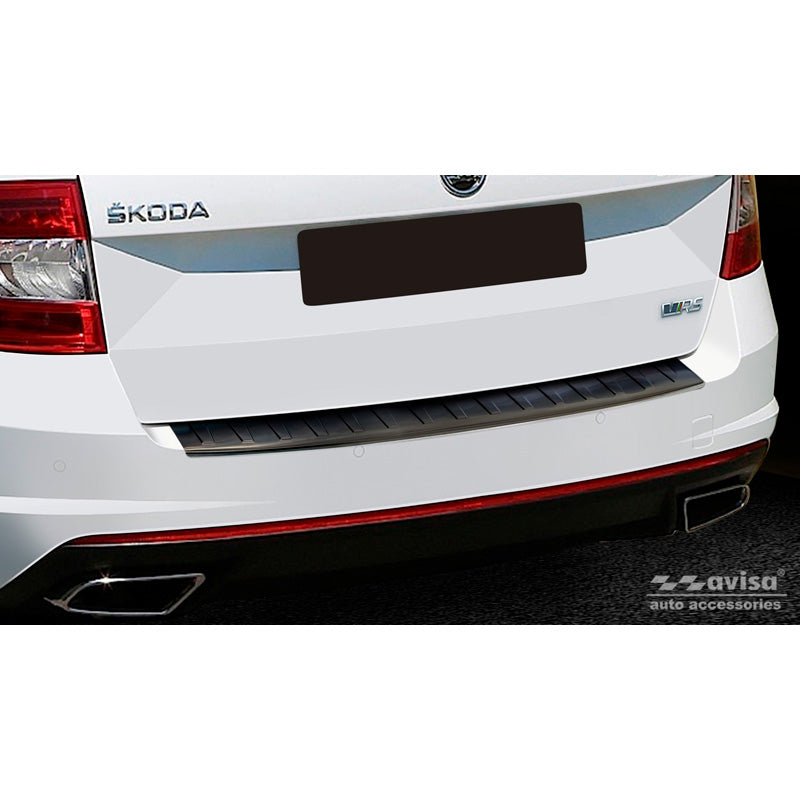 Avisa, Protezione paraurti posteriore, Nero, Acciaio inossidabile, adatto a Skoda Octavia III Kombi RS 2013-2016 & FL 2017-2020 'Ribs'