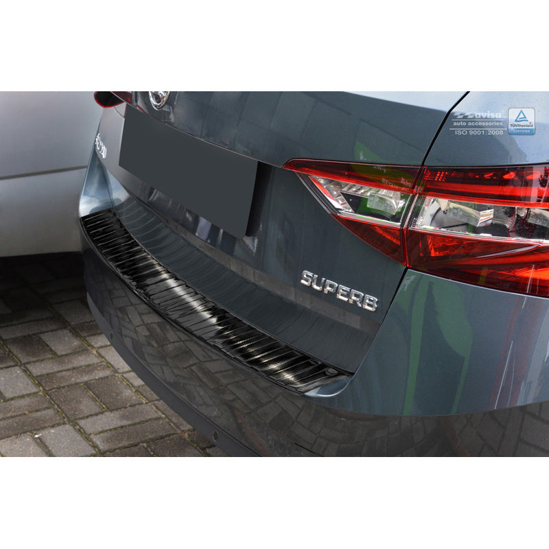 Avisa, ochrana zadního nárazníku, černá, nerezová ocel, pasuje na Skoda Superb III Combi 2015-2019 & Facelift 2019-2024 incl. Scout 'Ribs'