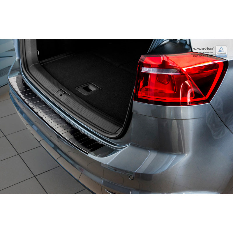 Avisa, Rear bumper protector, Black, Stainless steel, fits Volkswagen Golf VII Sportsvan 2014- 'Ribs'