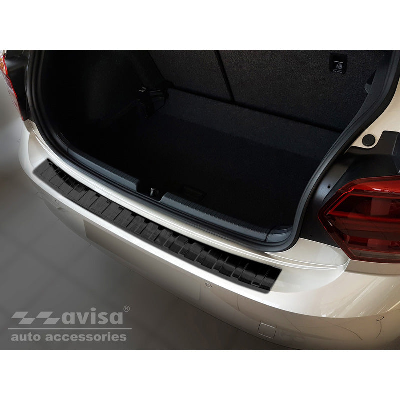 Avisa, ochrana zadního nárazníku, černá, nerezová ocel, pasuje na Volkswagen Polo VI 5-dveřové 2017-2021 & Facelift 2021- 'Ribs'