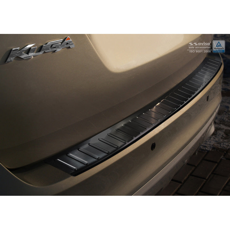 Avisa, protector del paragolpes trasero, negro, acero inoxidable, compatible con Ford Kuga 2008-2012 'Ribs'