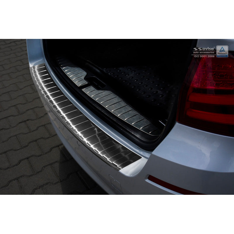Avisa, Rear bumper protector, Black, Stainless steel, fits BMW 5-Series F11 Touring 2010- 'Ribs'