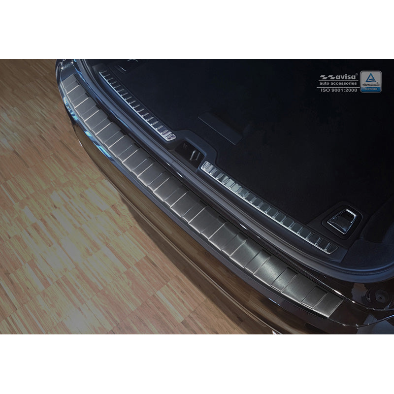Avisa, protector de paragolpes trasero, negro, acero inoxidable, compatible con Volvo V90 9/2016- 'Ribs'