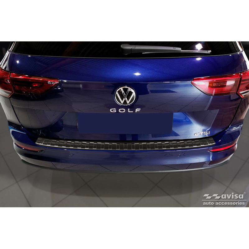 Avisa, ochrana zadního nárazníku, černá, nerezová ocel, pasuje na Volkswagen Golf VIII Variant 2020-2024 & FL 2024- 'Ribs'