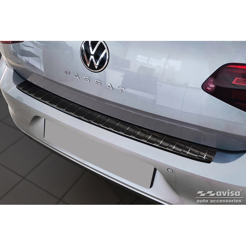 Avisa, ochrana zadního nárazníku, černá, nerezová ocel, pasuje na Volkswagen Passat Sedan 2014-2019 & FL 2019-2023 'Ribs'