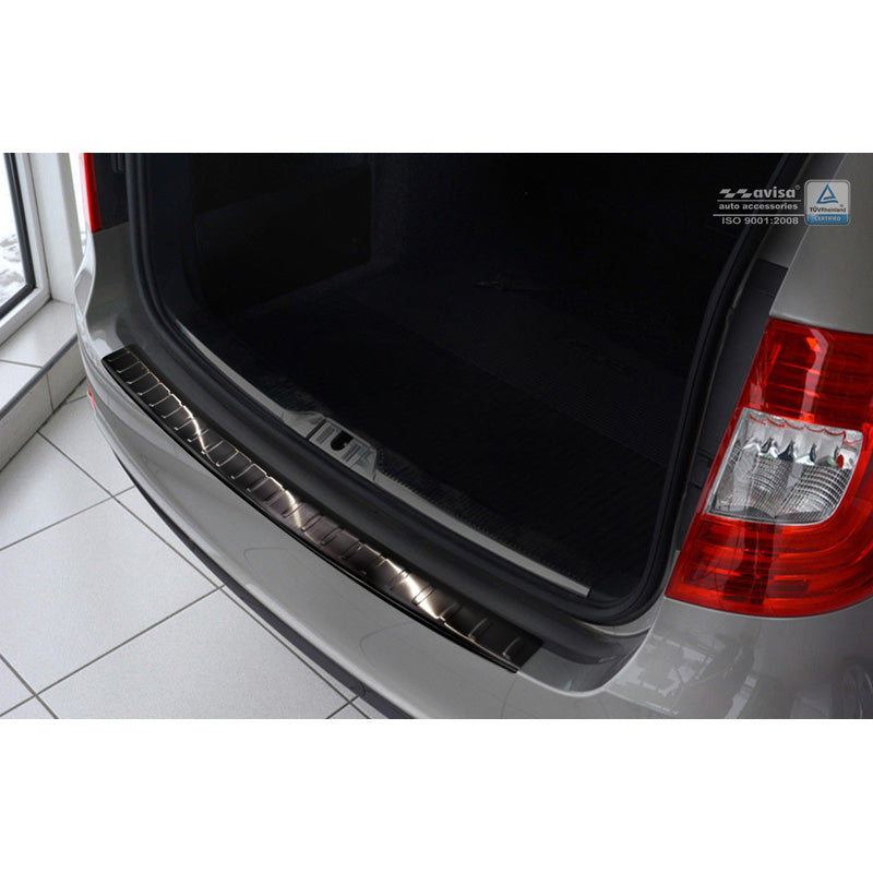 Avisa, ochrana zadního nárazníku, černá, nerezová ocel, pasuje na Skoda Superb Kombi 2013-2015 'Ribs'