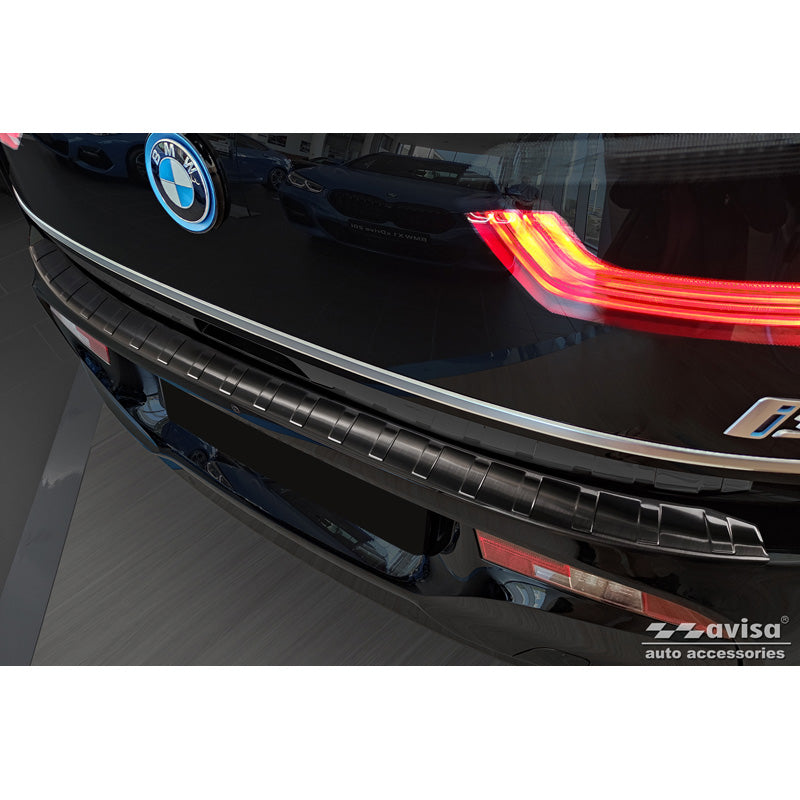 Avisa, protector de paragolpes trasero, negro, acero inoxidable, compatible con BMW i3 (i01) Facelift 2017- 'Ribs'