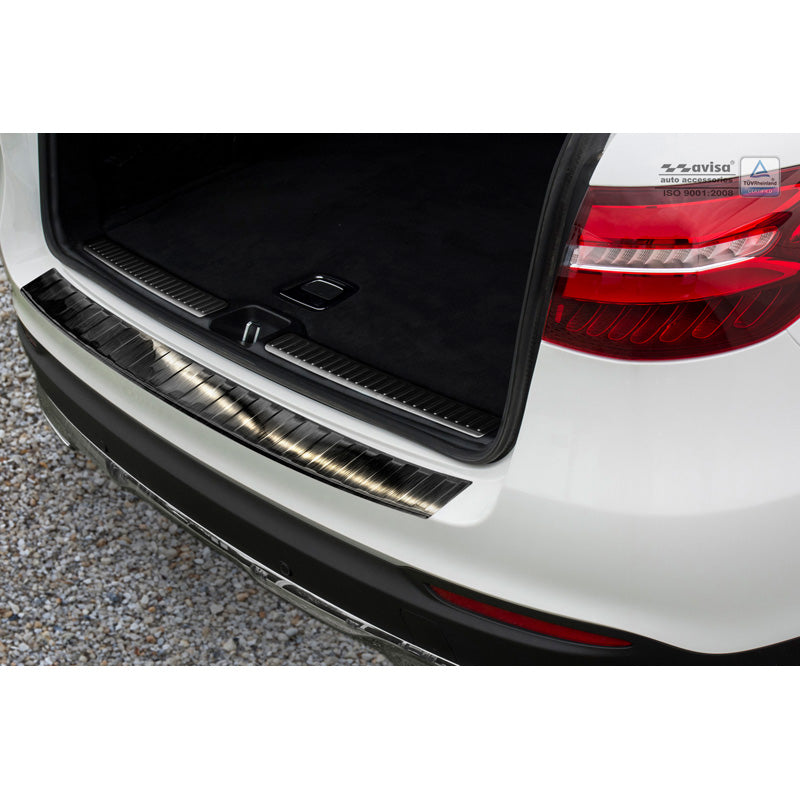 Avisa, Rear bumper protector, Black, Stainless steel, fits Mercedes GLC 5-door 2015-2019 & FL 2019- 'Ribs'