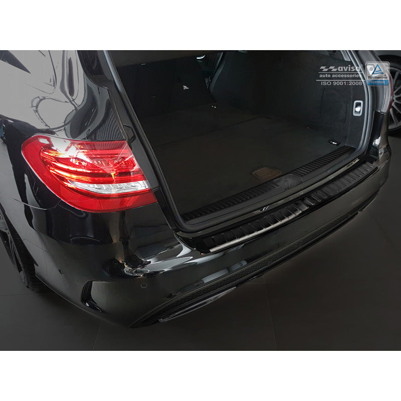 Avisa, nakładka ochronna na tylny zderzak, czarna, stal nierdzewna, pasuje do Mercedes C-Class W205 Kombi 2014-2021 'Ribs'
