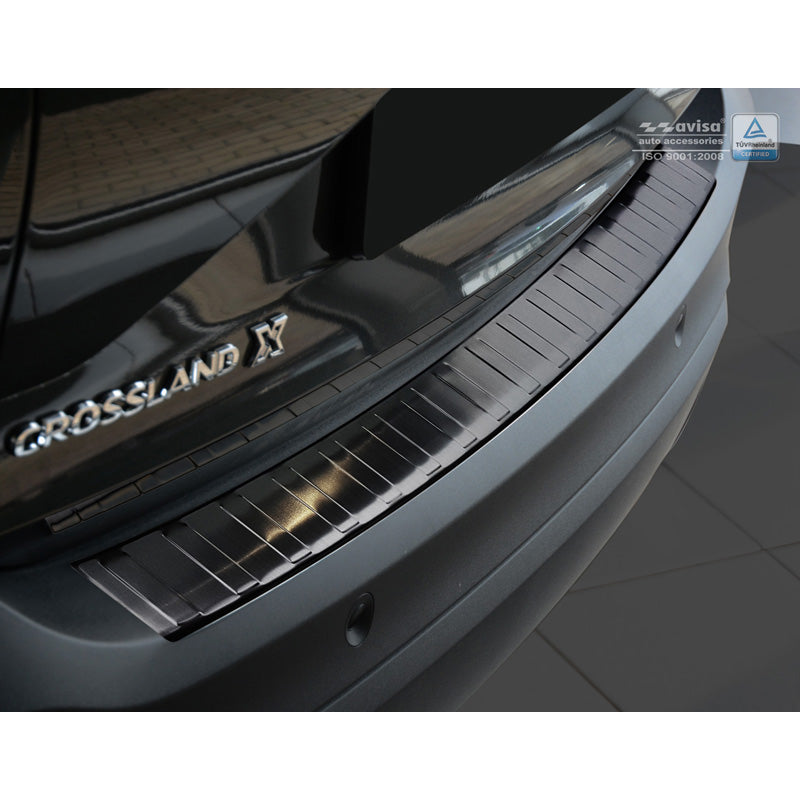 Avisa, ochrana zadního nárazníku, černá, nerezová ocel, pasuje na Opel Crossland 2017-2020 & FL 2020- 'Ribs'