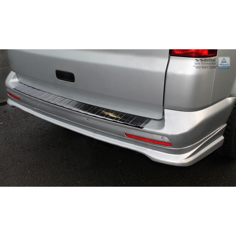 Avisa, ochrana zadního nárazníku, černá, nerezová ocel, pasuje na VW Transporter T5 2003-2015 (all) & T6 2015- / FL 2019- (s zadními dveřmi) 'Ribs'