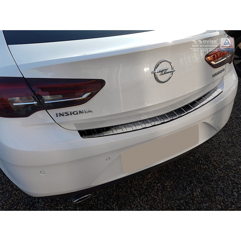 Avisa, protector de parachoques trasero, negro, acero inoxidable, compatible con Opel Insignia Grand Sport 5 puertas 2017-2020 & FL 2020- 'Ribs'