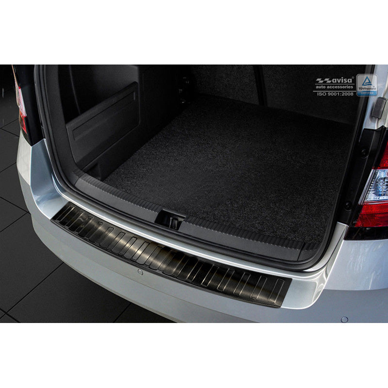 Avisa, protège-bouclier arrière, noir, acier inoxydable, convient à Skoda Fabia III Combi 2015- 'Ribs'