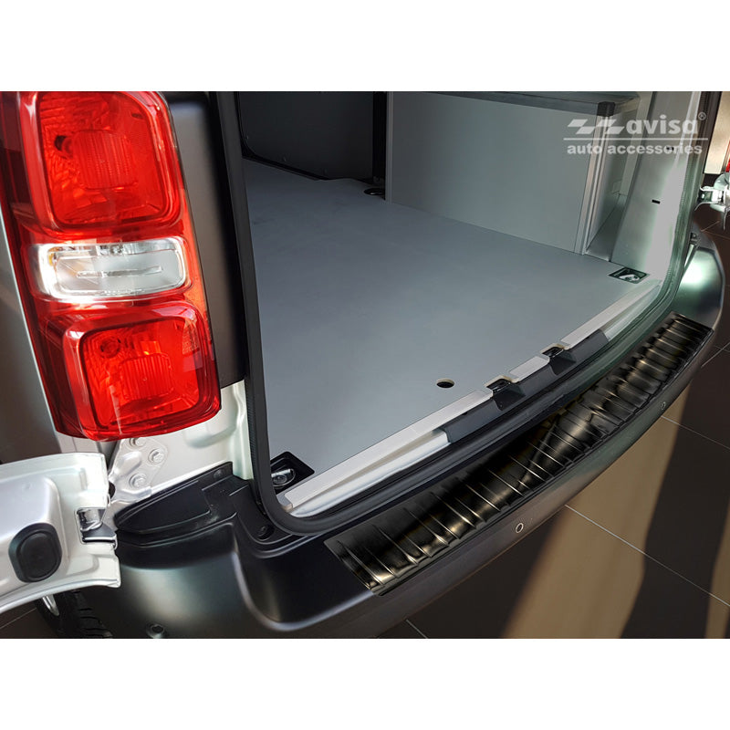Avisa, protection de pare-chocs arrière, noir, acier inoxydable, compatible avec Peugeot Expert III & Citroen Jumpy III 2016- « Nervures »