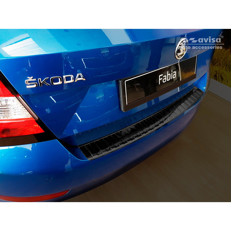 Avisa, Protection de pare-chocs arrière, Noir, acier inoxydable, convient à Skoda Fabia III HB 5 portes Facelift 2018-2021 'Ribs'