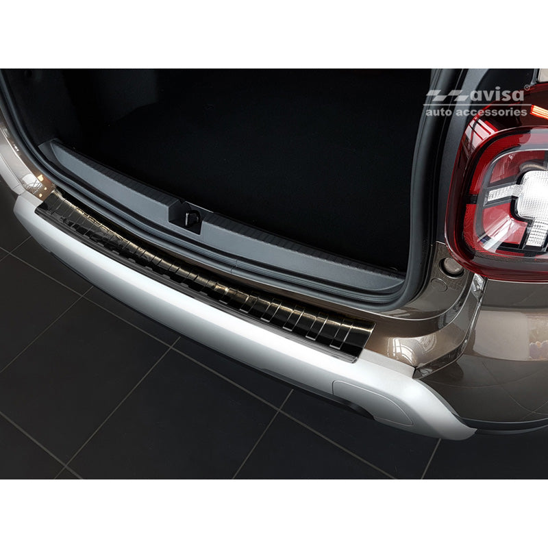 Avisa, protezione paraurti posteriore, nero, acciaio inossidabile, adatta per Dacia Duster II 2018-2021 & FL 2021-2024 "Ribs"