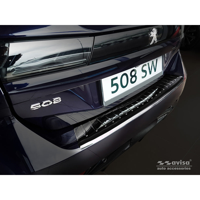 Avisa, Protezione paraurti posteriore, Nero, Acciaio inossidabile, adatto a Peugeot 508 II SW 2019- 'Ribs'