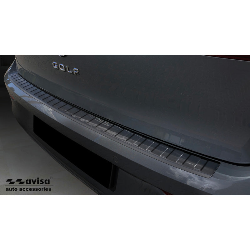 Avisa, Rear Bumper Protector, Black, Stainless Steel, Fits Volkswagen Golf VIII HB 5-door 2020-2024 & FL 2024- 'Ribs'