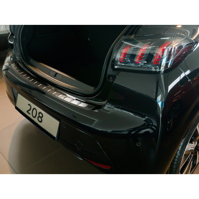 Avisa, protezione paraurti posteriore, Nero, Acciaio inossidabile, adatta per Peugeot 208 II HB 5 porte 2019-2023 & FL 2023- 'Ribs'