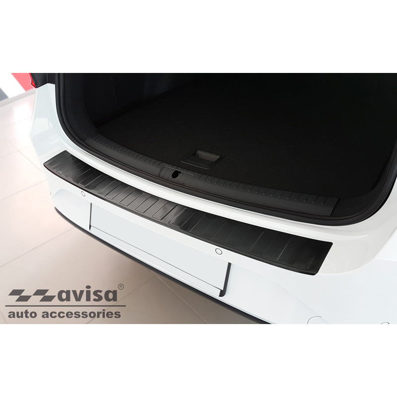 Avisa, protection de pare-chocs arrière, noire, acier inoxydable, convient à Seat Leon Sportstourer incl. FR / Cupra Leon Sportstourer 2020-2024 & FL 2024- 'nervures'