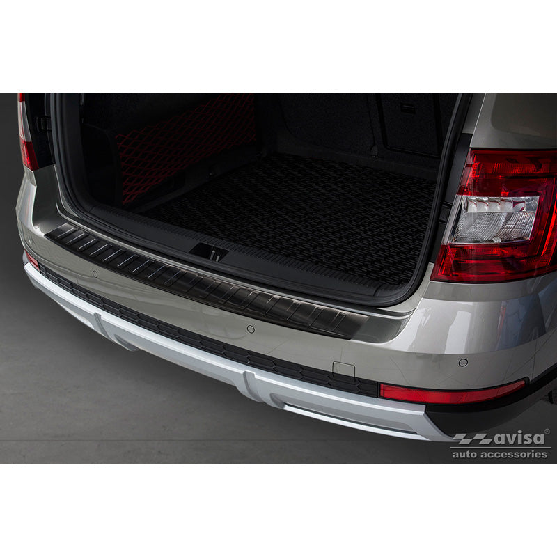 Avisa, ochrana zadního nárazníku, černá, nerezová ocel, pasuje na Skoda Octavia III Scout 2014-2020 'Žebra'