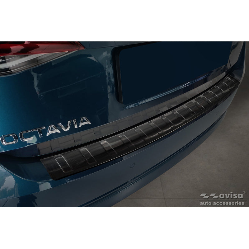 Avisa, protezione paraurti posteriore, Nero, Acciaio inossidabile, adatta per Skoda Octavia IV Liftback 2020-2024 & FL 2024- 'Ribs'