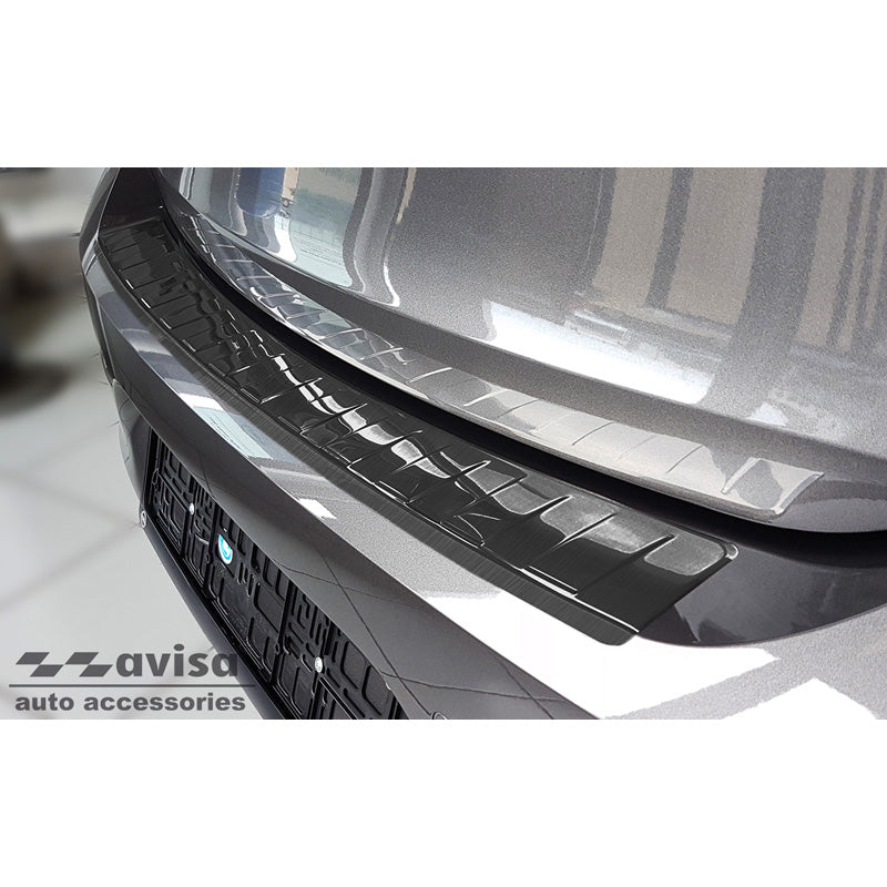 Avisa, protezione paraurti posteriore, Nero, Acciaio inossidabile, adatta per Opel Corsa F Edition/Elegance HB 5 porte 2019- 'Ribs' (escl. Equipment Ultimate)