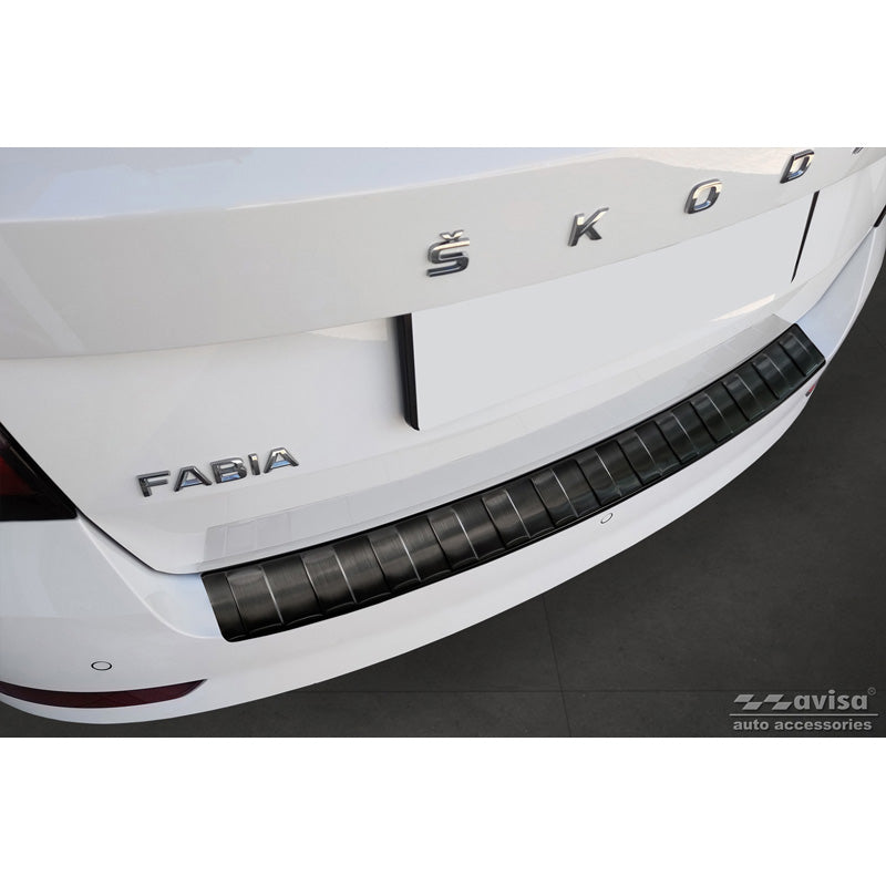 Avisa, Protection de pare-chocs arrière, Noir, Acier inoxydable, convient à Skoda Fabia III Combi FL 2018- 'Ribs'