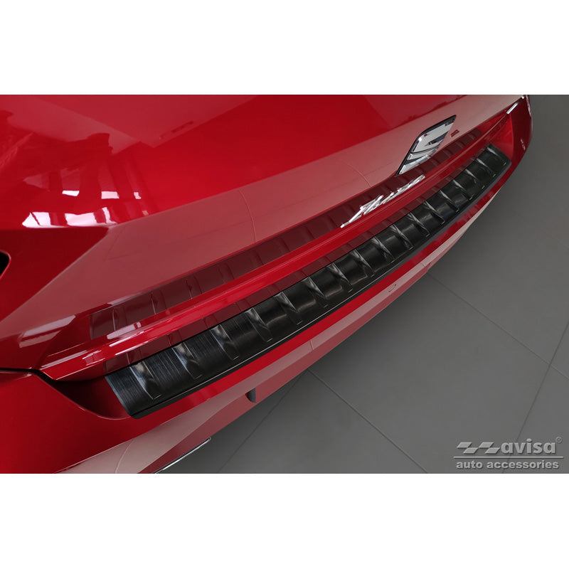 Avisa, Rear Bumper Protector, Black, Stainless Steel, Fits Seat Ibiza 6F Facelift 2021- 'Ribs'
