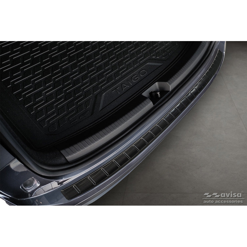 Avisa, Rear Bumper Protector, Black, Stainless Steel, Fits Volkswagen Taigo 2021- 'Ribs'