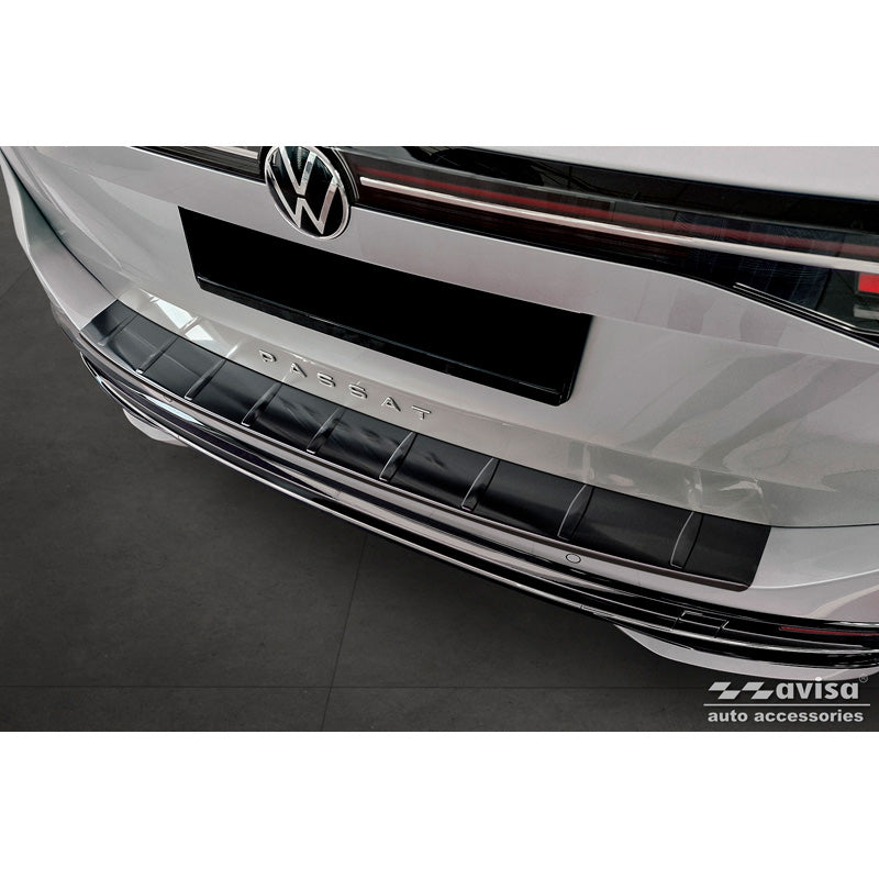 Avisa, Rear bumper protector, Black, Stainless steel, Fits Volkswagen Passat Variant (CJ5) 2023- 'Ribs'