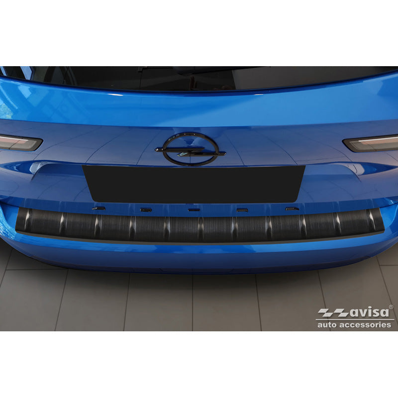 Avisa, Achterbumperbeschermer, Zwart, Roestvrij staal, geschikt voor Opel Astra L Sportstourer 2022- 'Ribs'