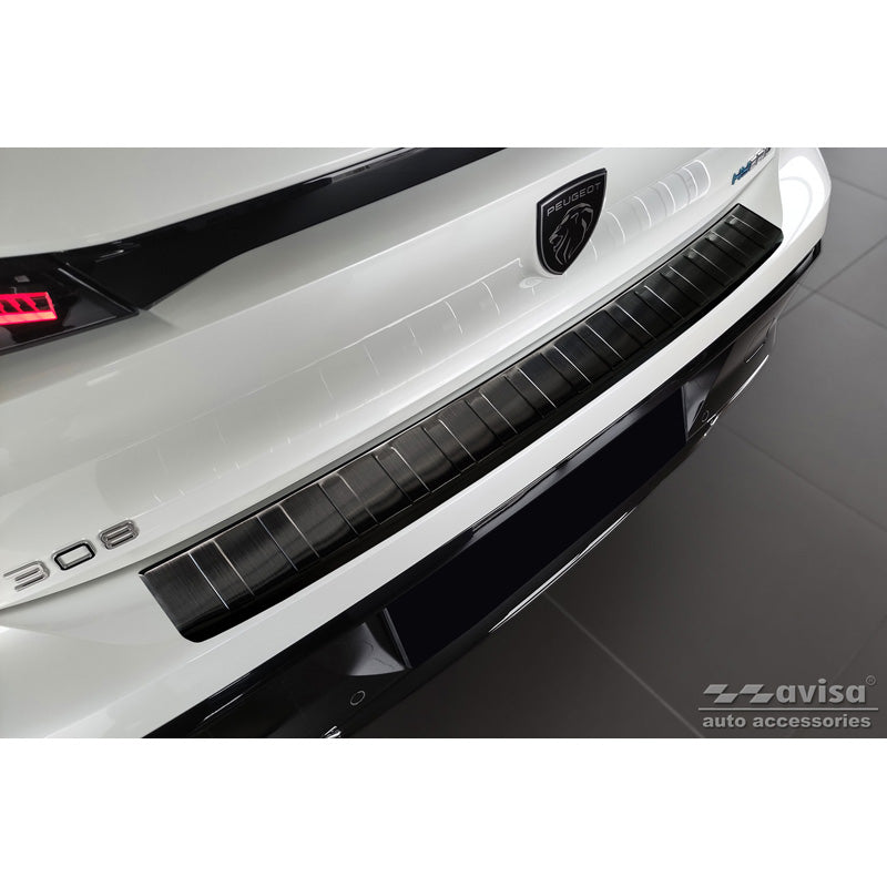 Avisa, ochrana zadního nárazníku, černá, nerezová ocel, pasuje na Peugeot 308 III HB 2021- 'Ribs'