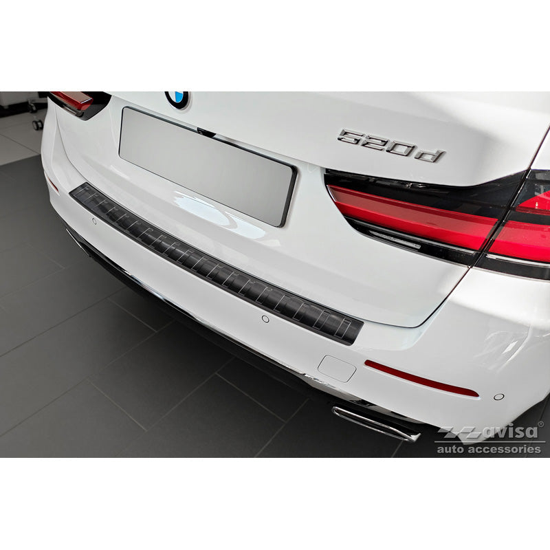 Avisa, Bagkofangerbeskytter, Sort, Rustfritstål, passer til BMW 5-Series G31 Touring Facelift 2020- excl. M-Sport 'Ribs'