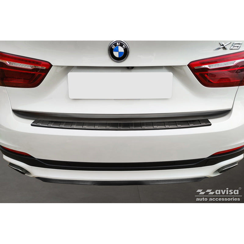 Avisa, Rear Bumper Protector, Black, Stainless Steel, Fits BMW X6 F16 2014-2019 'Ribs' excl. M-Package