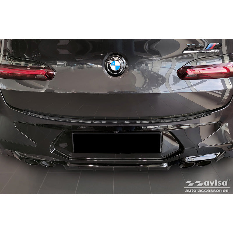 Avisa, Rear Bumper Protector, Black, Stainless Steel, Fits BMW X4 G02/F98 M Competition Facelift 2021- 'Ribs'