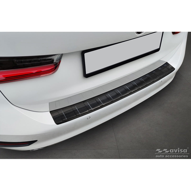 Avisa, Rear Bumper Protector, Black, Stainless Steel, Fits BMW 3-Series G21 Touring 2019-2022 'Ribs'