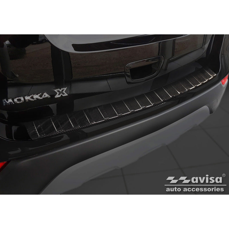 Avisa, Protezione paraurti posteriore, vero carbonio 3D, adatta a Opel Mokka X restyling 2016-2020 'Ribs'