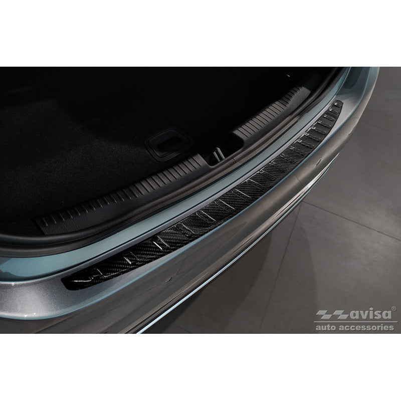 Avisa, Rear bumper protector, 3D genuine carbon, fits Mercedes C-Class Sedan W206 2021- 'Ribs'