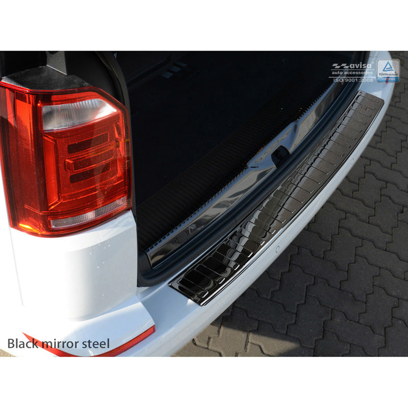 Avisa, Protezione paraurti posteriore, Nero lucido, acciaio inossidabile, adatto a Volkswagen Transporter T6 2015-2019 & FL 2019-2020 & T6.1 2020-2022 (with rear hatch) 'Ribs'