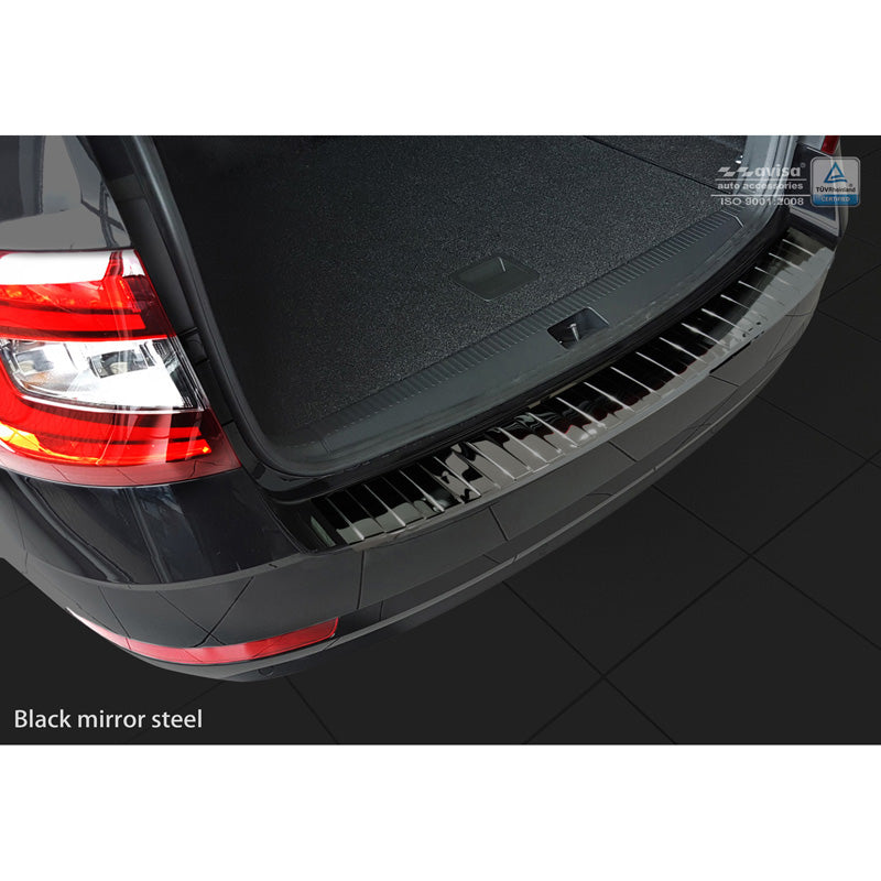Avisa, ochrana zadního nárazníku, lesklá černá, nerezová ocel, pasuje na Skoda Octavia III Kombi Facelift 2017-2020 'Ribs'