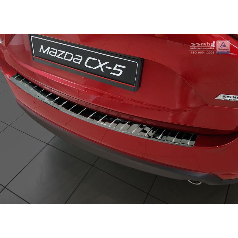 Avisa, Protection de pare-chocs arrière, Noir brillant, acier inoxydable, compatible avec Mazda CX-5 II 2017- incl. Facelift 'Ribs'