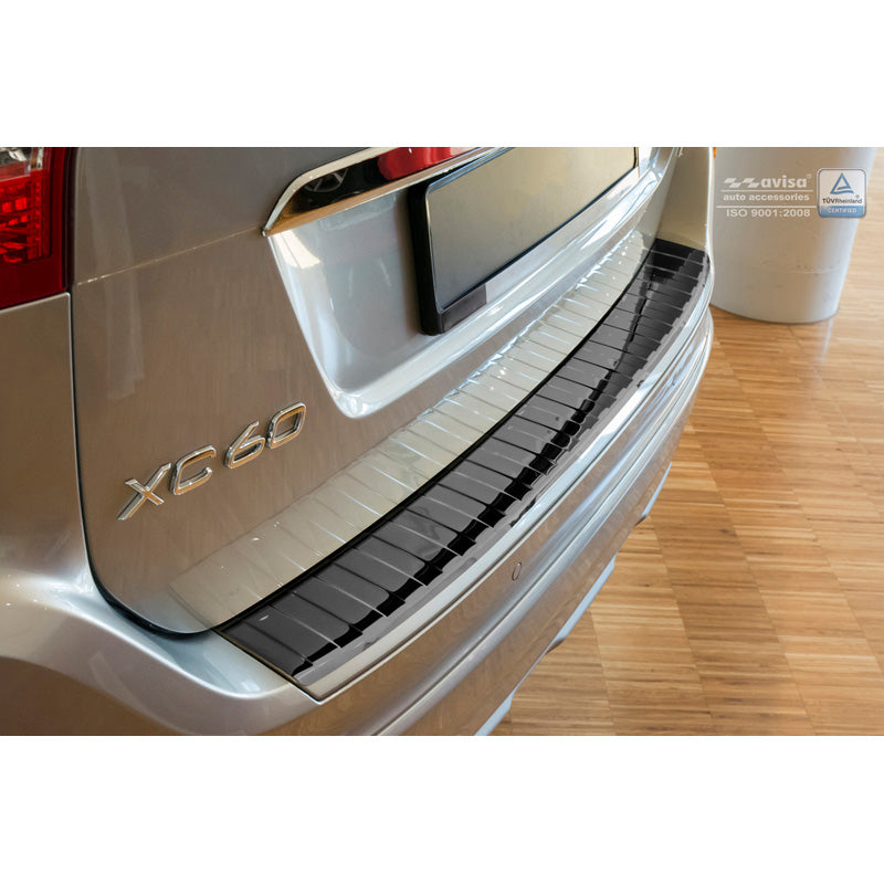 Avisa, Protezione paraurti posteriore, Nero lucido, acciaio inossidabile, adatto a Volvo XC60 2013-2016 'Ribs'